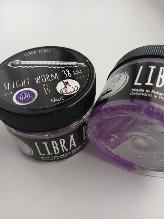 Slight Worm 38mm, 020-Purple With Glitter, 0,25gr, Garlic, 15psc/pack